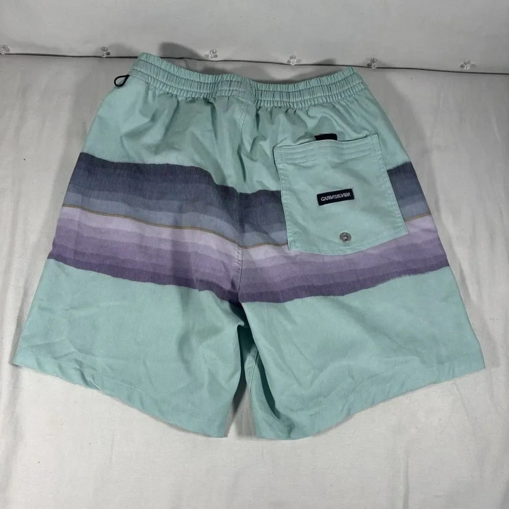 Quiksilver Blue Striped Board Shorts Blue/ Purple/gray Stripes Small